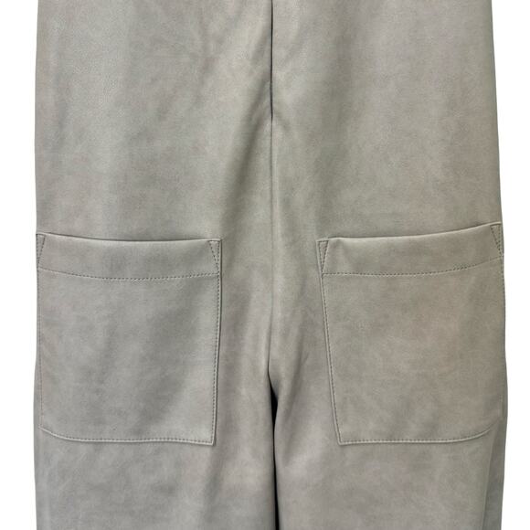 Avec Les Filles Anthropologie Gray Vegan Leather Wide Leg Jumpsuit sz XS NEW Tag - Picture 10 of 14